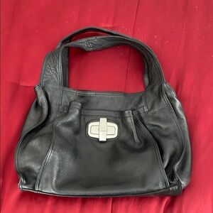 B Makowsky Black Leather Handbag